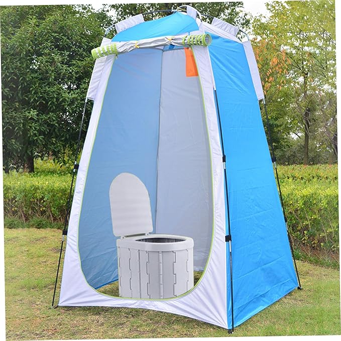 Toilet Tents for Camping 170T Water &amp Sun Proof Shower Tent with Zippered Door Windproof Rope &amp Peg for Outdoor.
