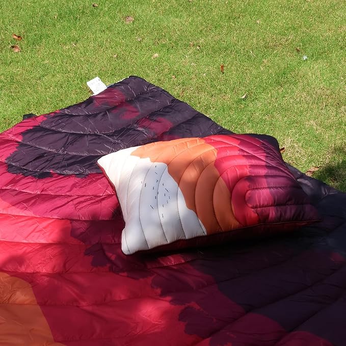 Outdoor Camping BlanketWarm Thick Camp Blankets with Sherpa Lining Soft Fleece Camping Blanket Puffy Camping Quilt for Cold Weather Traveling Stadium Hiking Picnics
