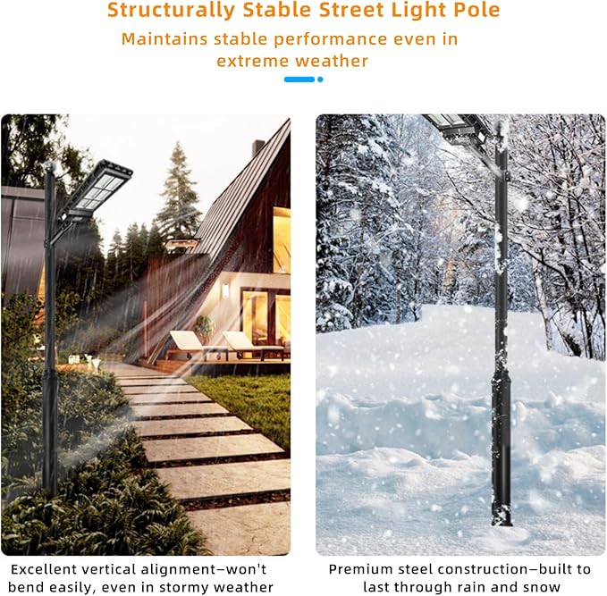 20FT Tall Street Light Pole Heavy Duty Split Street Lamp Post for Outdoor Street Courtyard Parking Lot Adjustable Height Lighting Post Fixtures with Mounting Ground Cage (20FT 114+76mm)