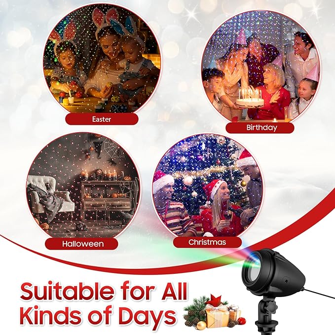 Christmas Projector Lights Outdoor RGB Red Green Blue Firefly Laser Light Projector IP65 Waterproof Holiday Landscape Lighting for Yard House Garden Moving Galaxy Star Show Christmas Decorations