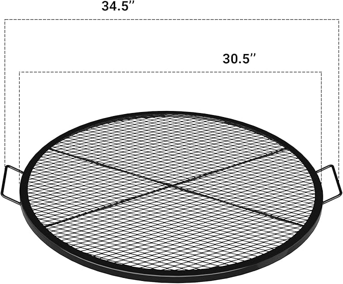 onlyfire Round Fire Pit Grill Grate Heavy-Duty Steel Cooking Grate with X-Marks Design Portable Campfire Grill for Outdoor BBQ Camping Picnics - 30 Inch