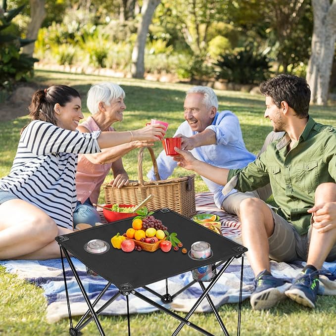 Moclever Foldable Camping Table – Ultralight Portable Table with Cup Holders &amp Carry Bag Perfect for Outdoor Adventures Picnic Beach BBQ Hiking &amp Home Use