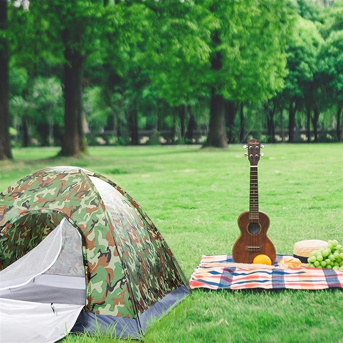 Camouflage Camping Tent 3-4 Person Instant Pop Up Family Dome Tent - Portable Waterproof Automatic Tent for Hiking Travel Outdoor Activities