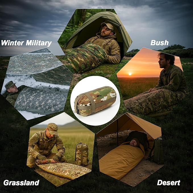 Akmax.cn Bivy Cover Sack for Military Army Modular Sleeping System Waterproof Outer Shell for Sleeping Bag Minimalist Stealth Shelter