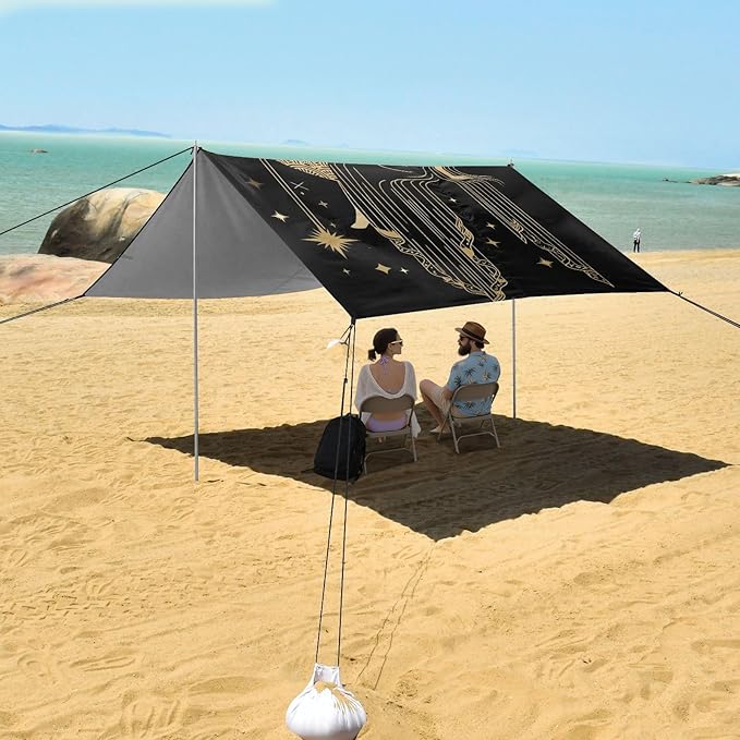 Camping Sun Shelters Queen on The Moon in Starry Sky Beach Canopy 126 * 110.2in