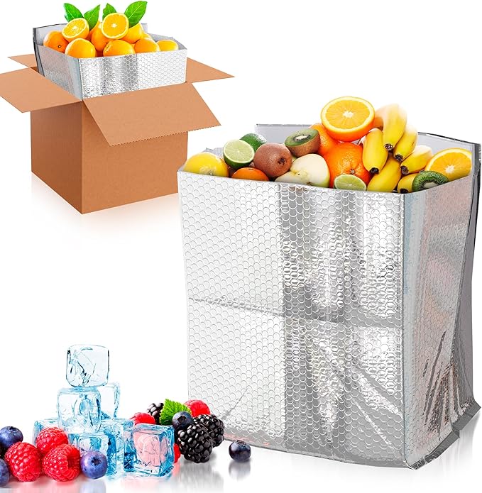 ABC PACK &amp SUPPLY 10 Pack Silver Foil Insulated Box Liners 12 x 12 x 12 inches. Shipping Boxes for Frozen Food Odorless Insulated Containers. Leakproof Cold Shipping Boxes for Frozen Fish Meat