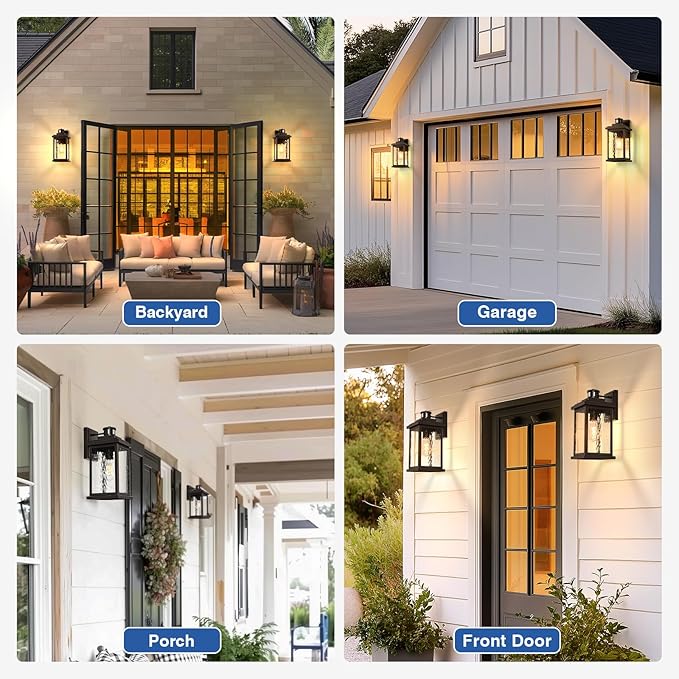 VIANIS Advanced Motion Sensor Light Outdoor 2 Pack Large Bronze Exterior Lighting Fixtures Easy-to-Install Aluminum Waterproof Porch Lights Outdoor with Water Glass for Porch Garden Front Door