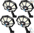 Solar Flood Lights Outdoor 4-Pack Black 30000 Lumen 3E+2 Watts 672 LED Motion Sensor Dusk to Dawn Waterproof Modern Style Ideal for Outdoor Spaces