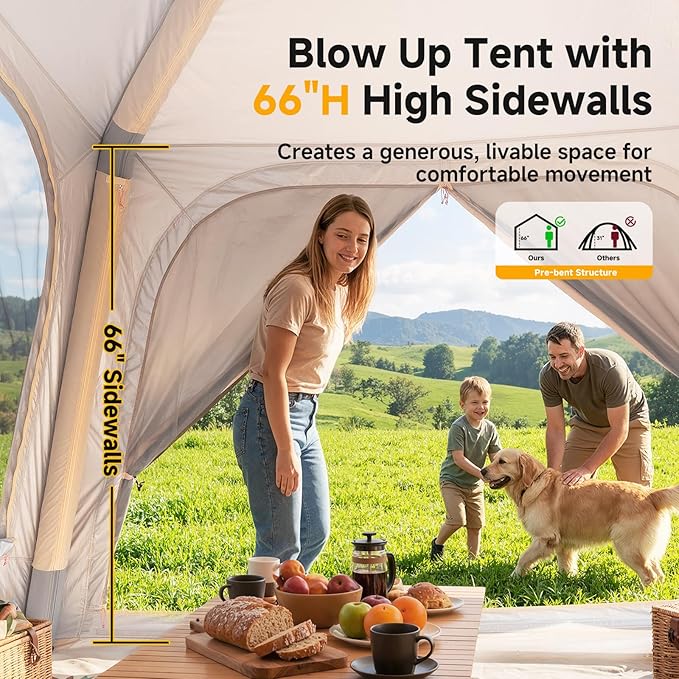 Inflatable Blow Up Tents for CampingWaterproof Oxford Hot Tent with Manual PumpSpacious Easy Setup Inflatable Camping Air Tent for Family Glamping