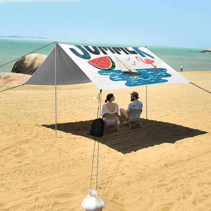 Bolaz Beach Canopy Tent Sun Shade9'×10.5' Large Family Beach Shade UPF50+- Outdoor Shade for Camping Trips FishingSummer Design
