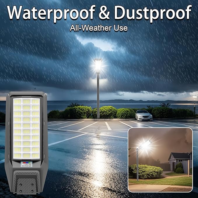 loyoele 3-Pack 9000W Solar Flood Lights Outdoor Wide Angle 4800000LM Commercial Parking Lot Light Solar Street Light Outdoor Security IP66 Lamp for Basketball Court Road Garden