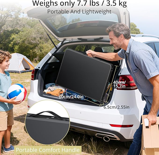 Anbte 3ft Camping Table Foldable with Storage Net 3 Heights Max 29.5 Aluminum Camping Table with Portable Handle Lightweight for Travel Outdoor Beach Picnic Patio Indoor 36 x 24 Pure Black