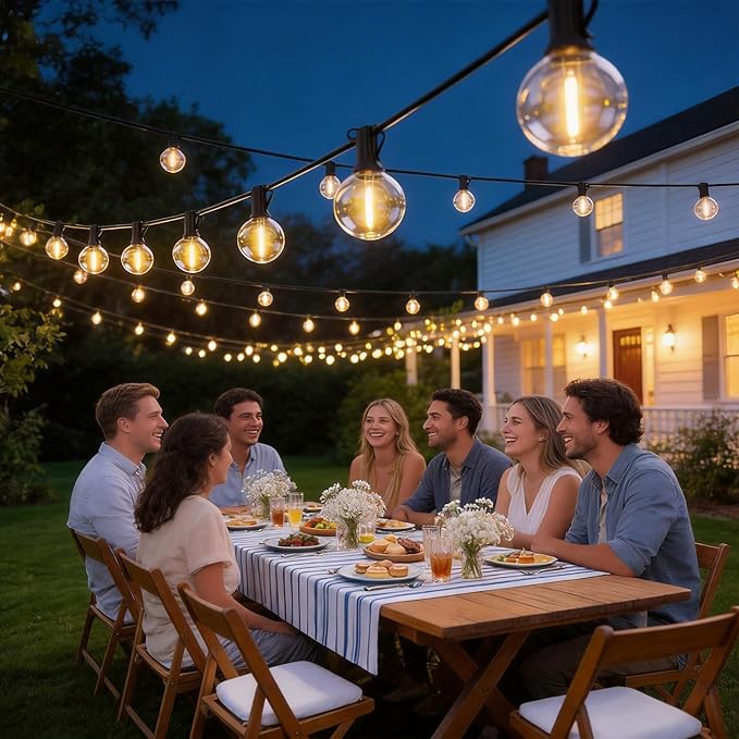 RTTY Outdoor String Lights 100ft G40 Led Patio Globe Lights with 39pcs Plastic Bulbs Shatterproof Waterproof Connectable Hanging for Porch Cafe Bistro Backyard Gazebo Balcony Deck Party