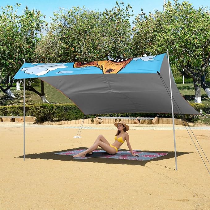 Camping Sun Shelters Two Roaring Dinosaurs Beach Canopy 126 * 110.2in