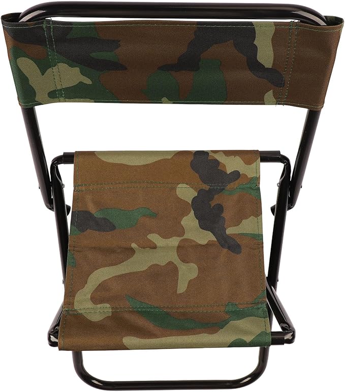 EVTSCAN Camping Chair Steel Pipe Oxford Cloth Portable Folding Chair Stool with Bag for Fishing Picnic Beach Camouflage