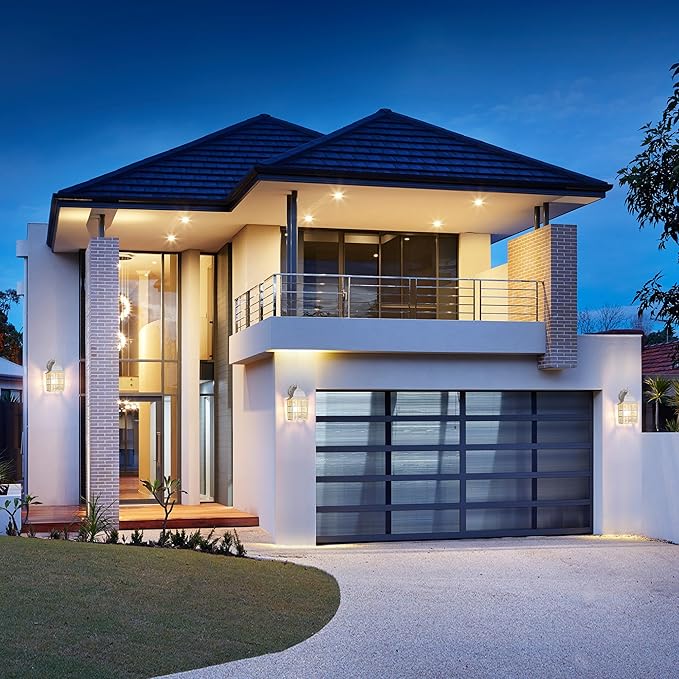 Dusk to Dawn Outdoor Lighting Fixtures - Sensor Exterior Lights White Porch Lights Waterproof Wall Lanterns for Garage Front Door