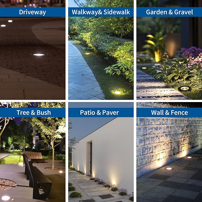 Outdoor Landscape Lights5W 500lmHigh Voltage 110V 120V Ground LightsIP65 Waterproof LED Well Light3CCT Selectable Underground Lamps Wired for GardenPathwayDrivewayPack of 8