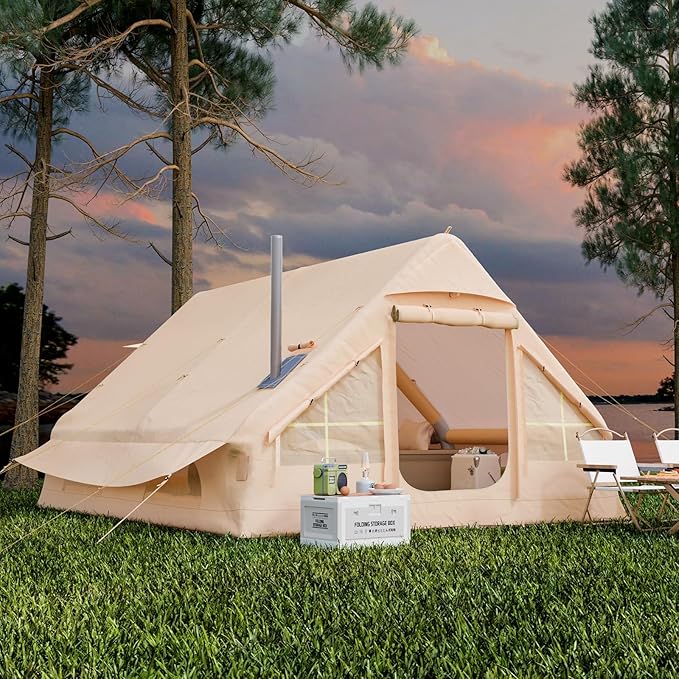 EROMMY 4/6/8/12 Person Inflatable Tent with Skylight 4 Season Blow Up Tents with Hand Pump for Outdoor Camping &amp Hiking Easy Set-up Windproof Sunproof Waterproof