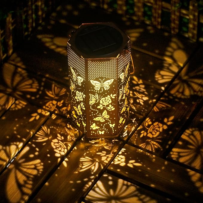 Butterfly Solar Lights Outdoor -Mothers Day Gifts for Mom Grandma Birthday Gifts for Women Butterflies Solar Lanterns Outdoor Waterproof Garden Decoration for Outside