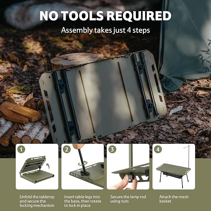 Naturehike Tactical Camping Table with Adjustable Height Collapsible Table Lightweight with Carry Bag for Camping Travel expeditions Hiking Picnics BBQs &amp Beach Trips