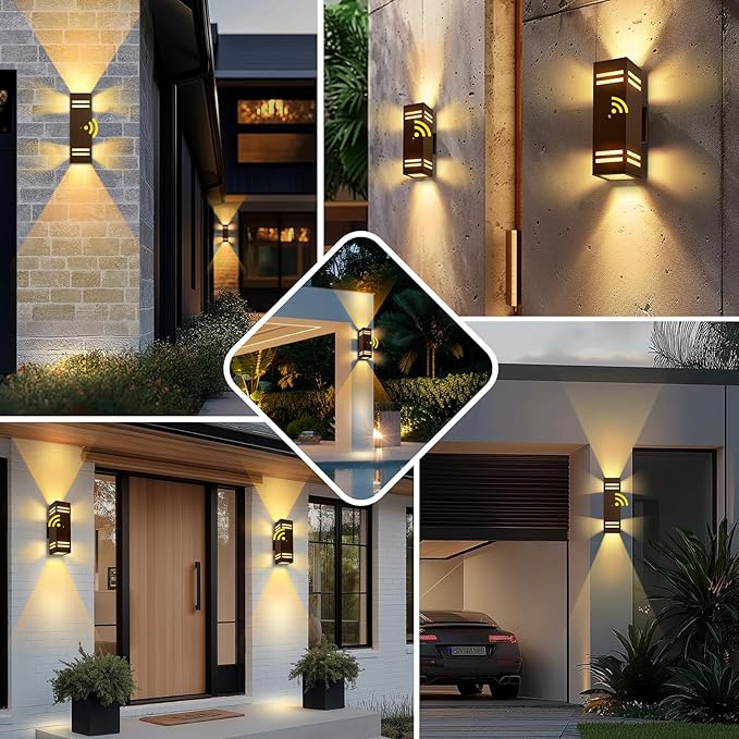 2-Pack Bronze Dusk to Dawn Outdoor Lights Wall Light Wtih LED Bulbs Modern Up Down Lights Outdoor IP65 Waterproof Exterior Lighting Fixtures Outside Lights for House for Porch Garage