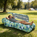Inflatable CouchAir Sofa with Sun-Shade DesignBuilt-in StorageRipstop Polyester&ampStability PegsPortable Air Lounger for BeachCampingEasy to Carry2 Inflation Ways(Included Pump)Leaf Green