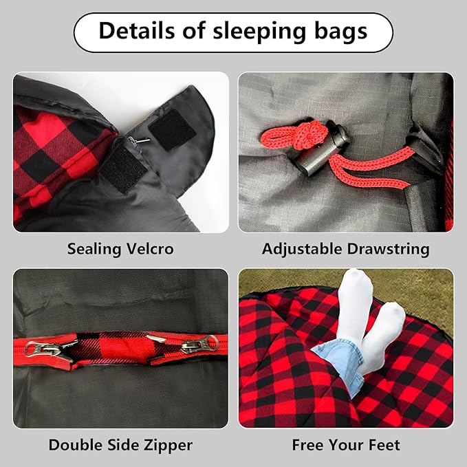ShinHye Double Sleeping Bag for Adults with 2 Pillows Camping Sleeping Bags Flannel Cotton 2 Person Sleeping Bags XXL Queen Size Sleeping Bag for Cold Weather
