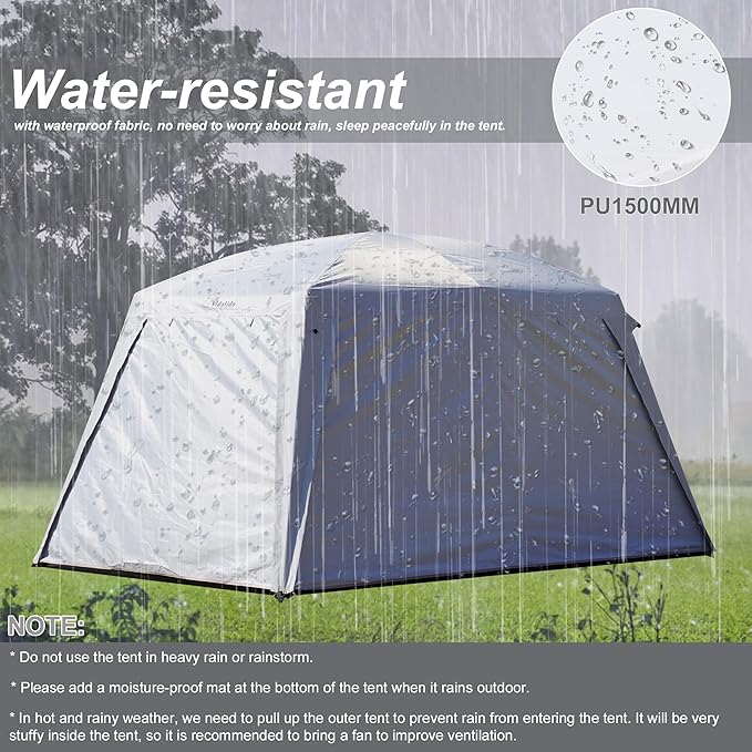 Vidalido 4-6 Person Camping Tent with 3 Door 2 Room Large Family Cabin Tents Double Layer Waterproof Portable Glamping Tent Big Tents for Outdoor Camping Hiking and Backpacking
