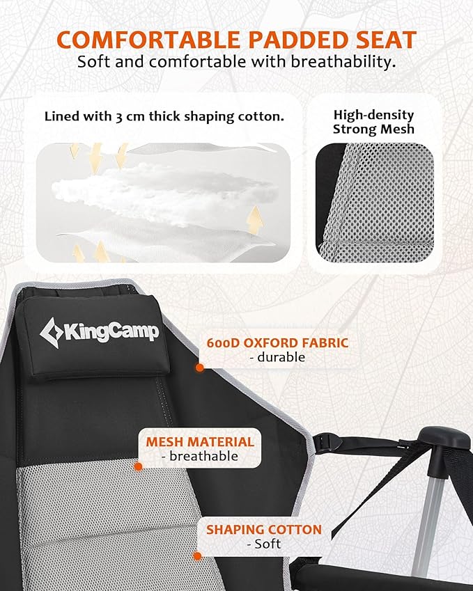 KingCamp Hammock Camping Chair Swinging Portable Folding Camp Chairs for Adults Max 400lbs Heavy Duty Foldable Oversized Rocker with Aluminum Alloy Frame Cup Holder for Outdoor Beach Patio Sport