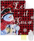 Beach Blanket Waterproof Sandproof OversizedSnowman Cardinal Red Black Buffalo Plaid Beach Mat with Corner Stakes Sand PocketsWinter White Snowflake Outdoor Picnic Mat for Travel Camping 108x84In