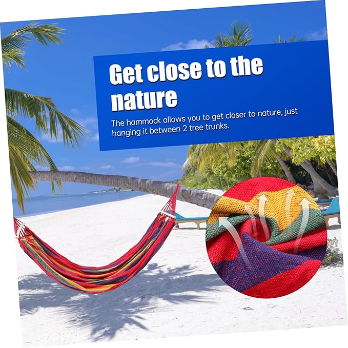 Outdoor Striped Canvas Hammock Swing Bed Garden Camping Travel Lounger Portable Hanging Hammock