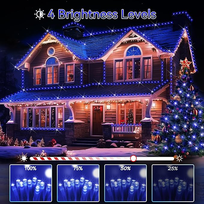 Hezbjiti Christmas String Lights Outdoor 1000 LED 394ft 8 Lighting Modes Christmas Fairy Lights with Remote and Timer for Home Birthday Wedding Party Tree Decorations (1000 LED Blue)