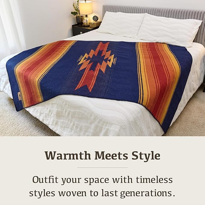 Chubbuck 100% Wool Blanket Camping (60 x 84) - Large Warm Blanket for Camping Emergency Outdoor Concerts and Home Use - Reversible Fire Retardant Soft and Warm Blankets for Winter (Sunset)