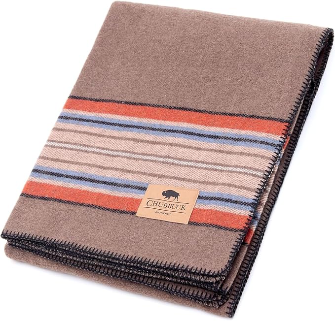 Chubbuck 100% Wool Blanket Camping (60 x 84) - Large Warm Blanket for Camping Emergency Outdoor Concerts and Home Use - Fire Retardant Soft and Warm Blankets for Winter (Forest)