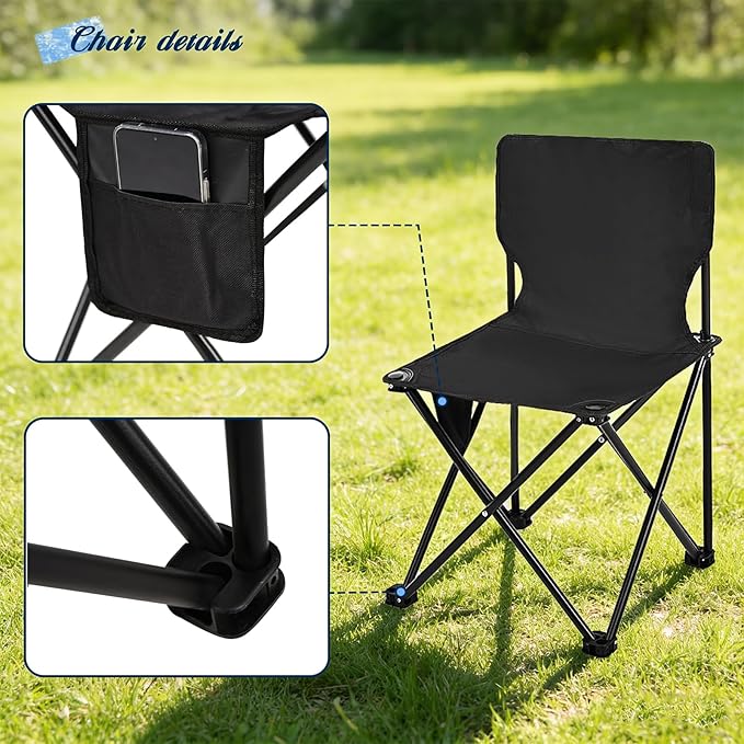 Camping Table Folding Portable Camp Table with 2 Chairs Folding Picnic Table with Carry Bag Indoor Outdoor for Camping Beach Patio RV Backyard BBQ Sturdy Stable Easy to Carry Black