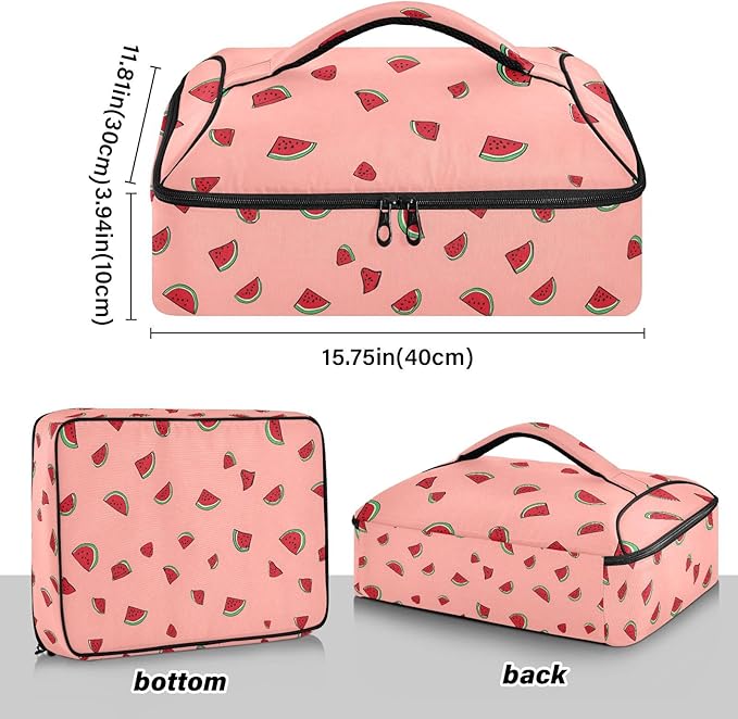 Casserole Carrier Cute Cartoon Watermelon PatternInsulated Casserole Carrier for Hot or Cold Food Thermal Lunch Tote for Potluck Parties Picnic Beach Fits 9 x 13 Inches Baking Dish