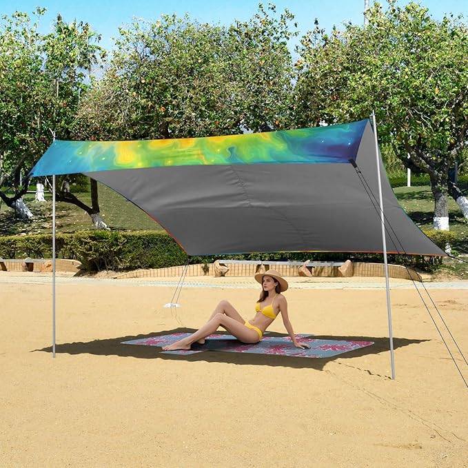 Tie Dye RainbowCamping Sun Shelters 9.2 x 10.5 FT Beach Canopy Tent Sun Shade with Carrying Bag for Camping Trips Fishing Backyard Fun or Picnics 21340877