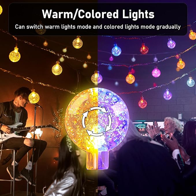 56FT Outdoor String Lights 100 LED Patio Lights with Remote Control Voice-Activated &amp Music Sync Mode 16 Color-Changing Modes Waterproof for Patio Garden Party Decor