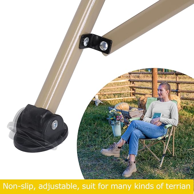 XGEAR Camping Chair with Padded Hard Armrest Sturdy Folding Camp Chair with Cup Holder Storage Pockets Carry Bag Included Support to 400 lbs