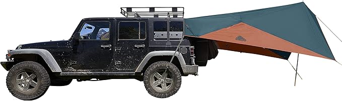 Kelty Waypoint Tarp Reflecting Pond/Gingerbread Semi-Universal Vehicle Mounting System Enhanced Protection from The Elements Single-Pole Design Shark-Mouth Carry Bag for Easy Transport &amp Mor