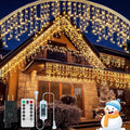 Icicle Lights Christmas Decorations 60+16Ft 600 LED Icicle Lights for Outside with Connectable Timer Memory Dimmable Plug in Twinkle Fairy Lights for Indoor House Roof Holiday Wedding Party
