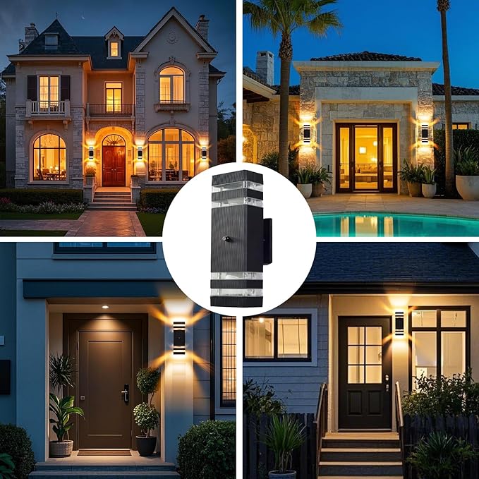 Dusk to Dawn Outdoor Wall Lights Aluminum Exterior Wall Sconce Lighting Up and Down Dusk to Dawn Outdoor Wall Sconce Waterproof Outside Lights for House Porch Patio Garage Garden 1 Pack