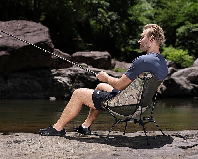 MARCHWAY Ultralight Folding Camping Chair Heavy Duty Portable Compact for Outdoor Camp Travel Beach Picnic Festival Hiking Lightweight Backpacking (Camo)
