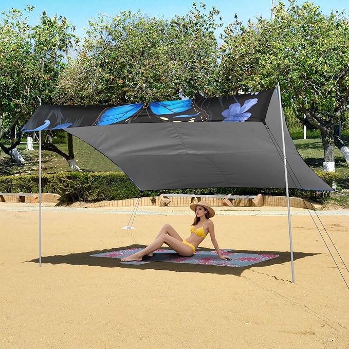 Butterfly Flowers FloralCamping Sun Shelters 9.2 x 10.5 FT Beach Canopy Tent Sun Shade with Carrying Bag for Camping Trips Fishing Backyard Fun or Picnics 21341697
