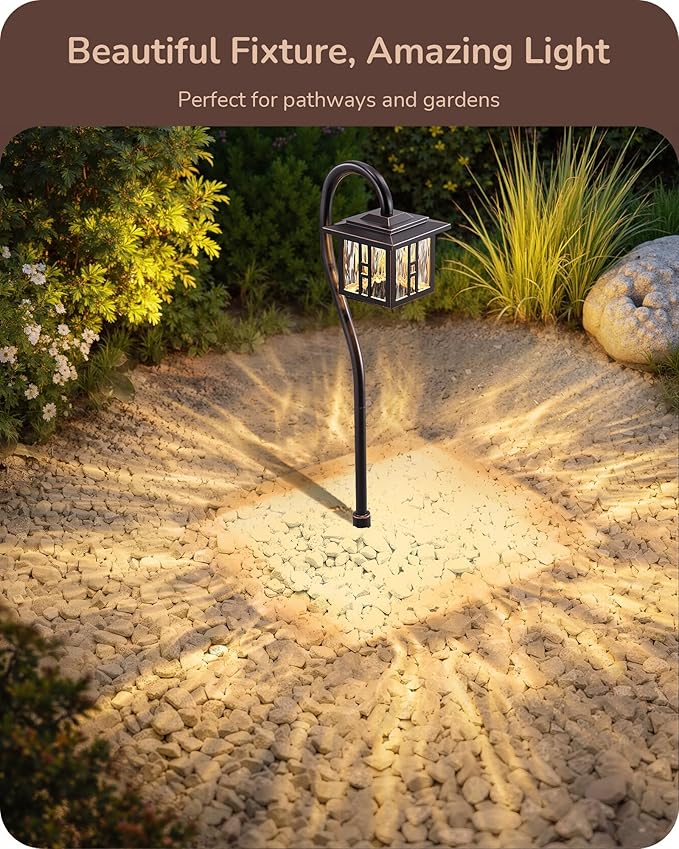 EDISHINE Low Voltage Landscape Lighting 3.4W 155LM Oil-Rubbed Bronze Outdoor Landscape Path Lights Low Voltage Pathway Lights for Garden Driveway Die-Cast Aluminum 50000H 6-Pack