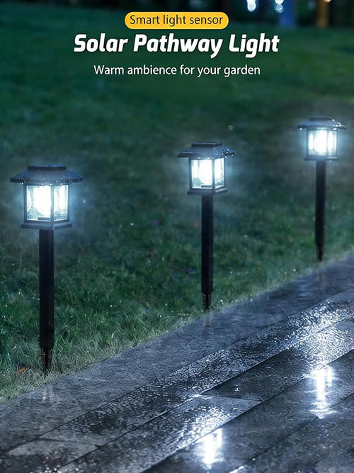 16-Pack Solar Lights Outdoor (Extra-Bright &amp Smart Auto On/Off) Solar Powered Garden Lights Waterproof Solar Pathway Lights for Landscape Path Yard Patio Driveway Walkway Decor (Cool White)