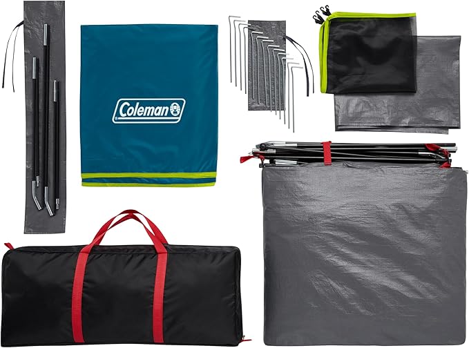 Coleman 4/6/8/10 Person Skydome Dark Room Tent with Rainfly 5 Minute Setup Blocks 90% of Sunlight 20% More Headroom Than Traditional Tents