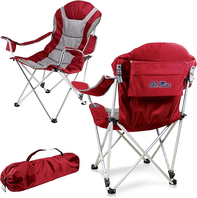 Picnic TIME NCAA Arkansas Razorbacks Reclining Camp Chair - Beach Chair for Adults - Sports Chair with Carry Bag