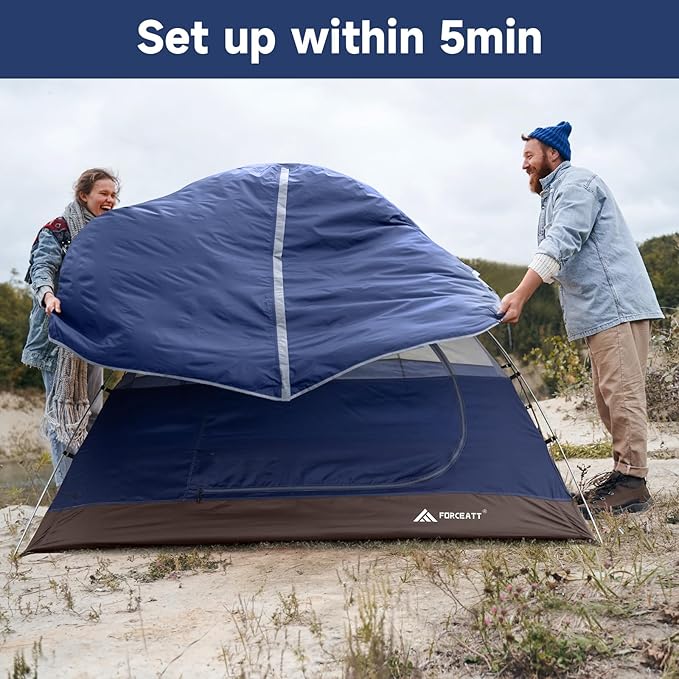Forceatt Camping Tent 2 Person Backpacking Tent Waterproof &amp Windproof Ultralight Instant Tent with Rain Fly for Camping Hiking Outdoor
