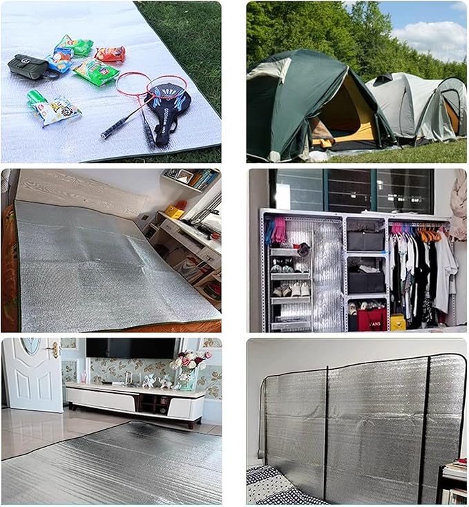 Outdoor Double-Sided Moisture-Proof Aluminium Foil Sleeping Mat 4mm Thick Pad Waterproof and Insulating Foil Mat Picnic Mat